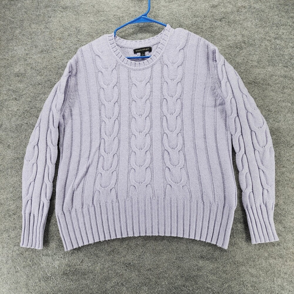 Banana Republic Sweater Womens Large Long Sleeve Purple Knit